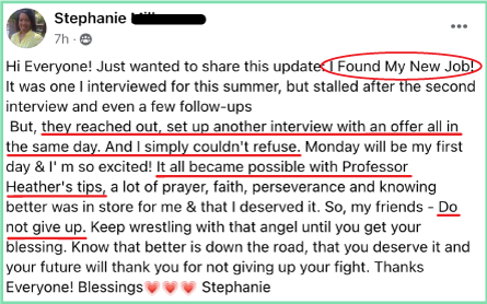 Stephanie I found my new job!